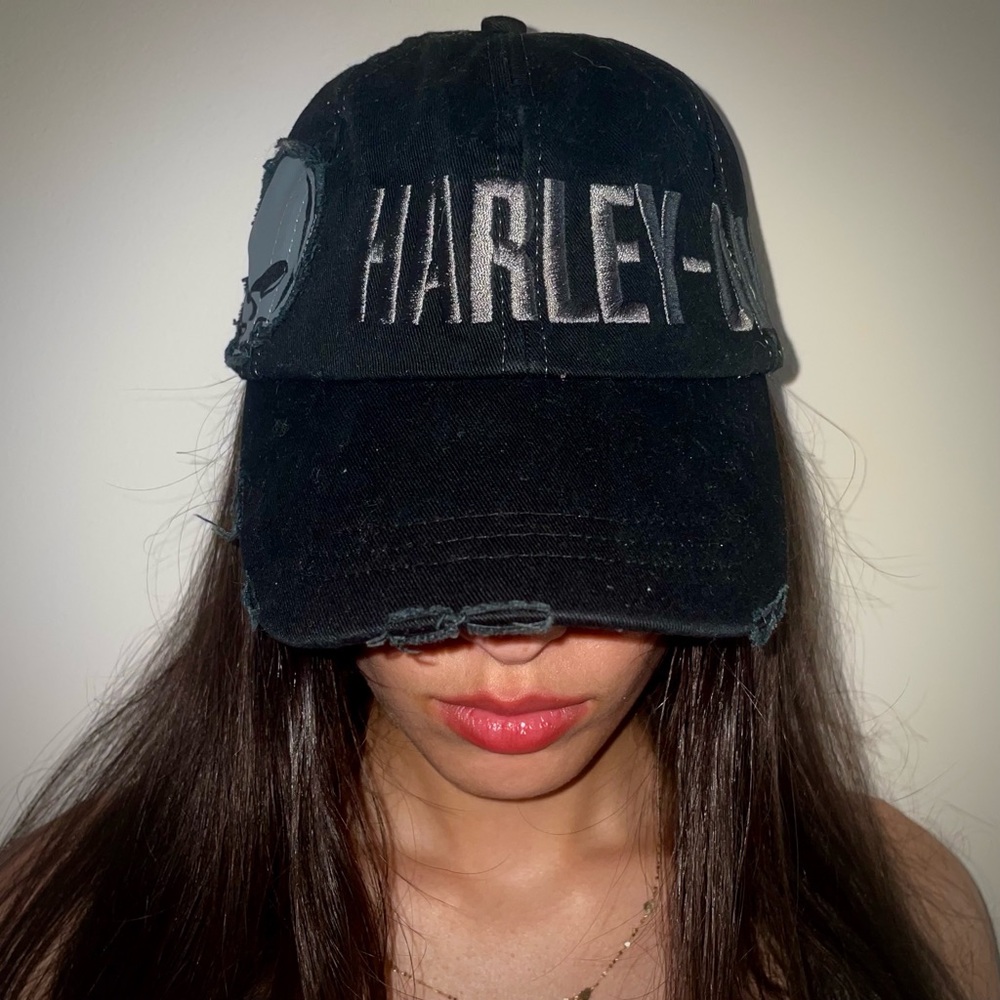 Black Skull Harley Davidson Hat